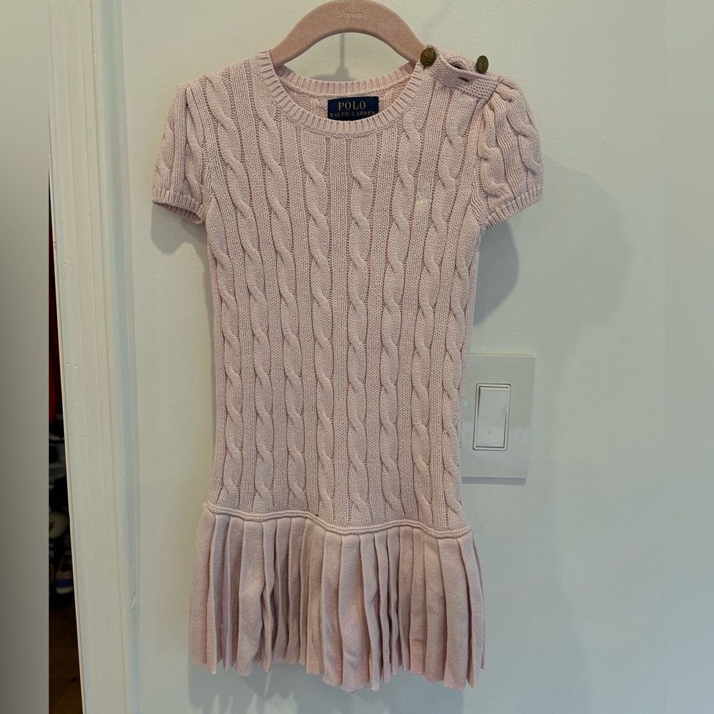 Polo by Ralph Lauren Light Pink Cable Knit Sweater Dress for Girl size 4T